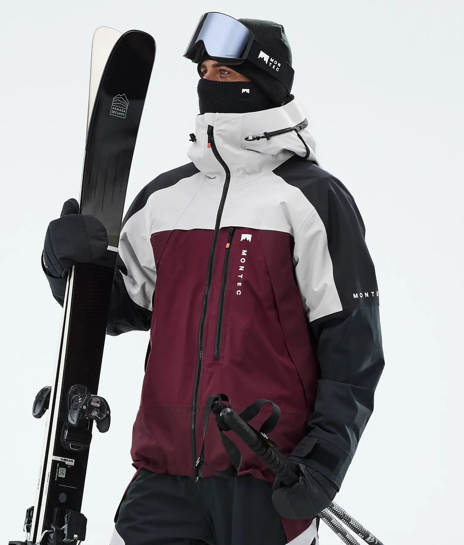 Oracle Ski Jacket Men Light Grey/Black/Burgundy
