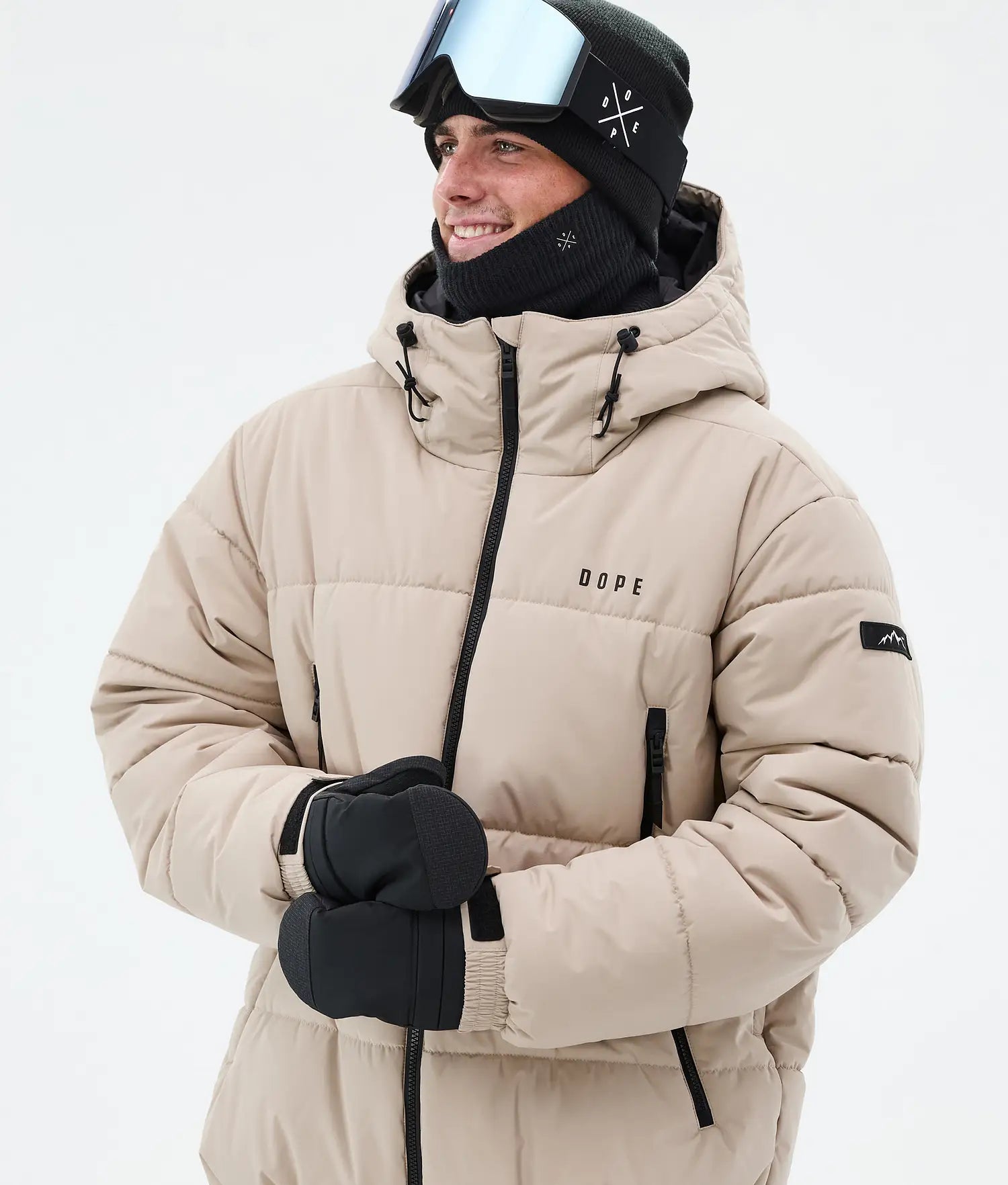 Puffer Full Zip Snowboardjacka Herr Sand